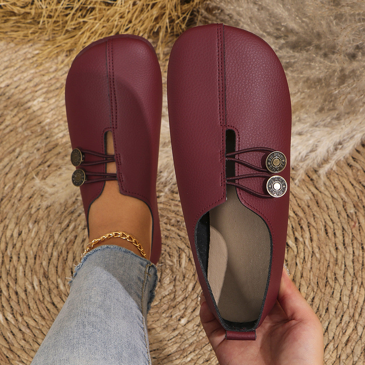 Women's round toe slip-on shoes (large size)