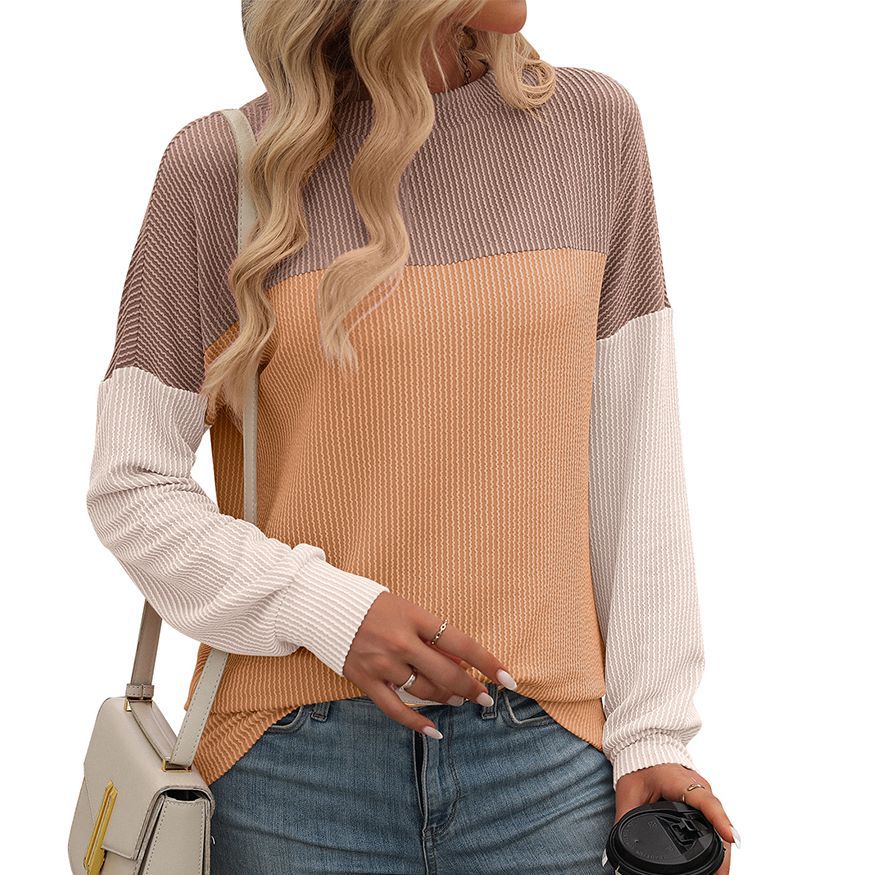New Round Neck Color Matching Long Sleeves