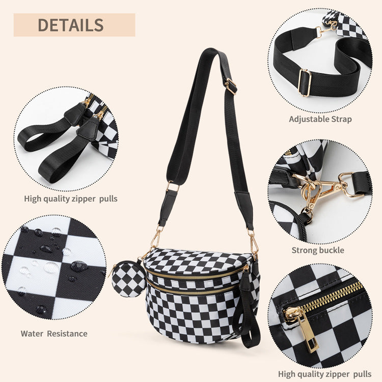 Nylon Crossbody Bags Bum Bag with Detachable Coin Pouch