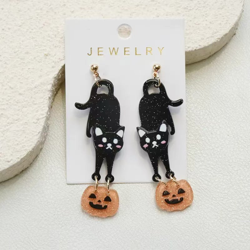 Halloween Wizard Hat Ghost Cute Acrylic Earrings
