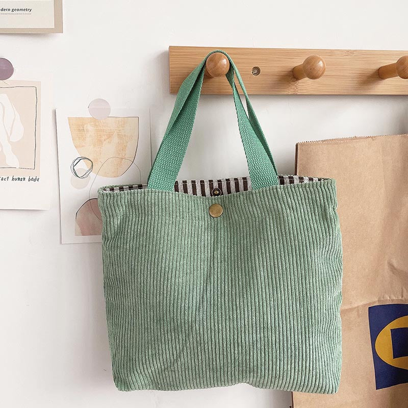 Simple style corduroy women's canvas handbag with name