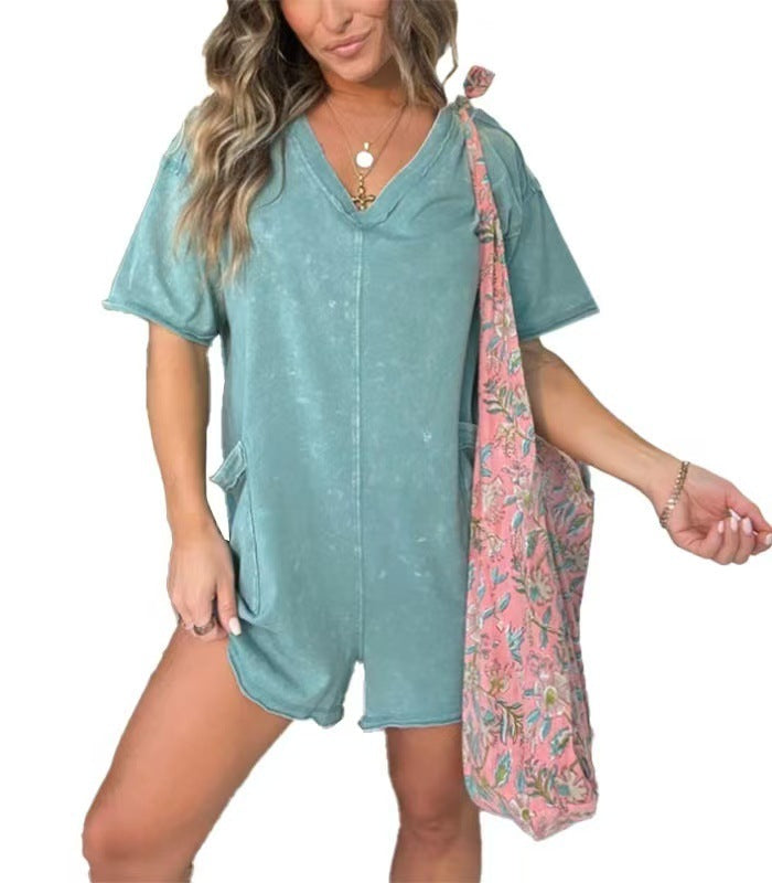 Mineral Wash Pocket Romper