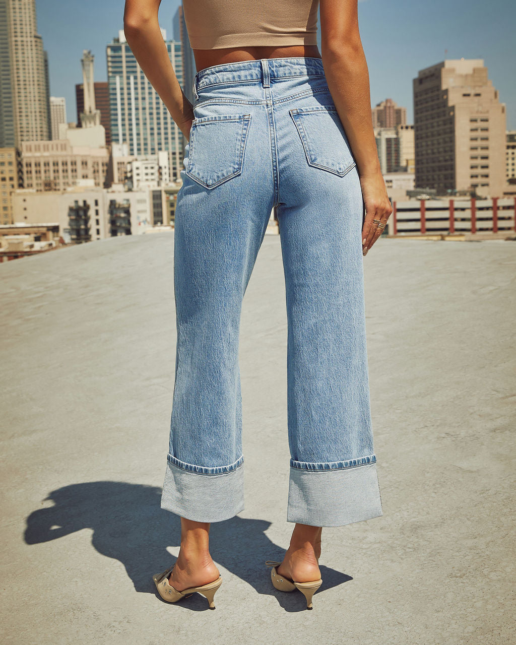 High Rise Straight Cuff Jeans