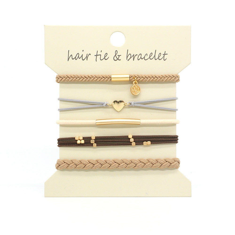 Boho 2-in-1 Hair Tie & Bracelet Set (5-Piece Pack)