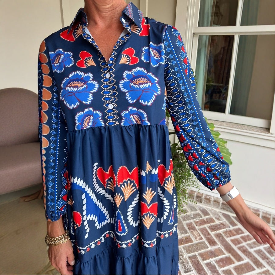 Printed V-neck Maxi Dress