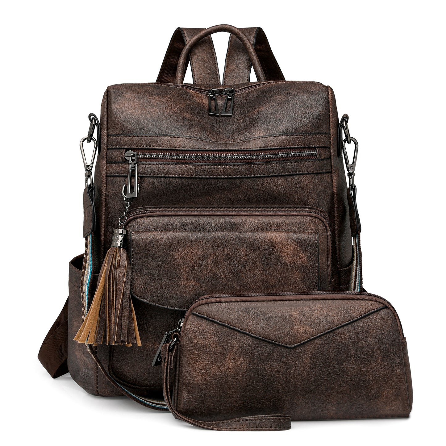 Two-Tone Tassel Backpack