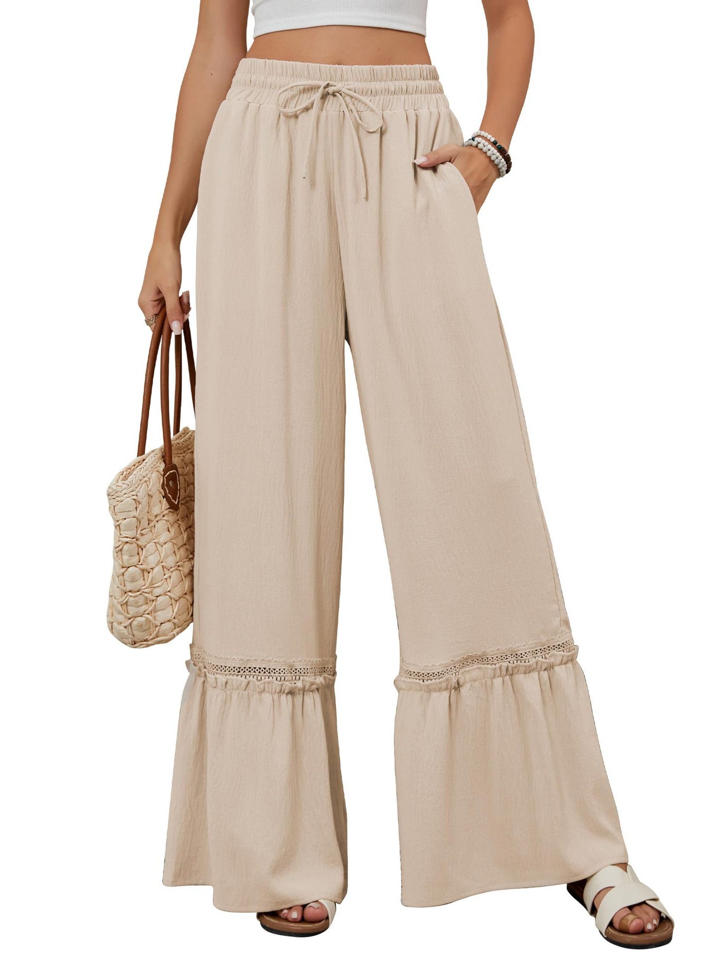 Women's Drawstring Wide-Leg Trousers