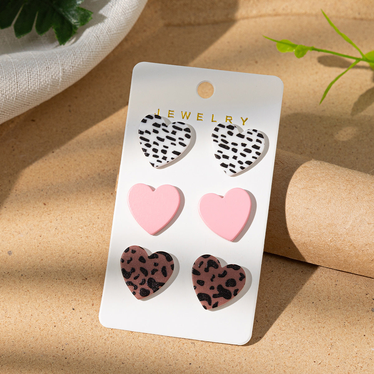 Leopard print acrylic earrings heart earring set(moq3)