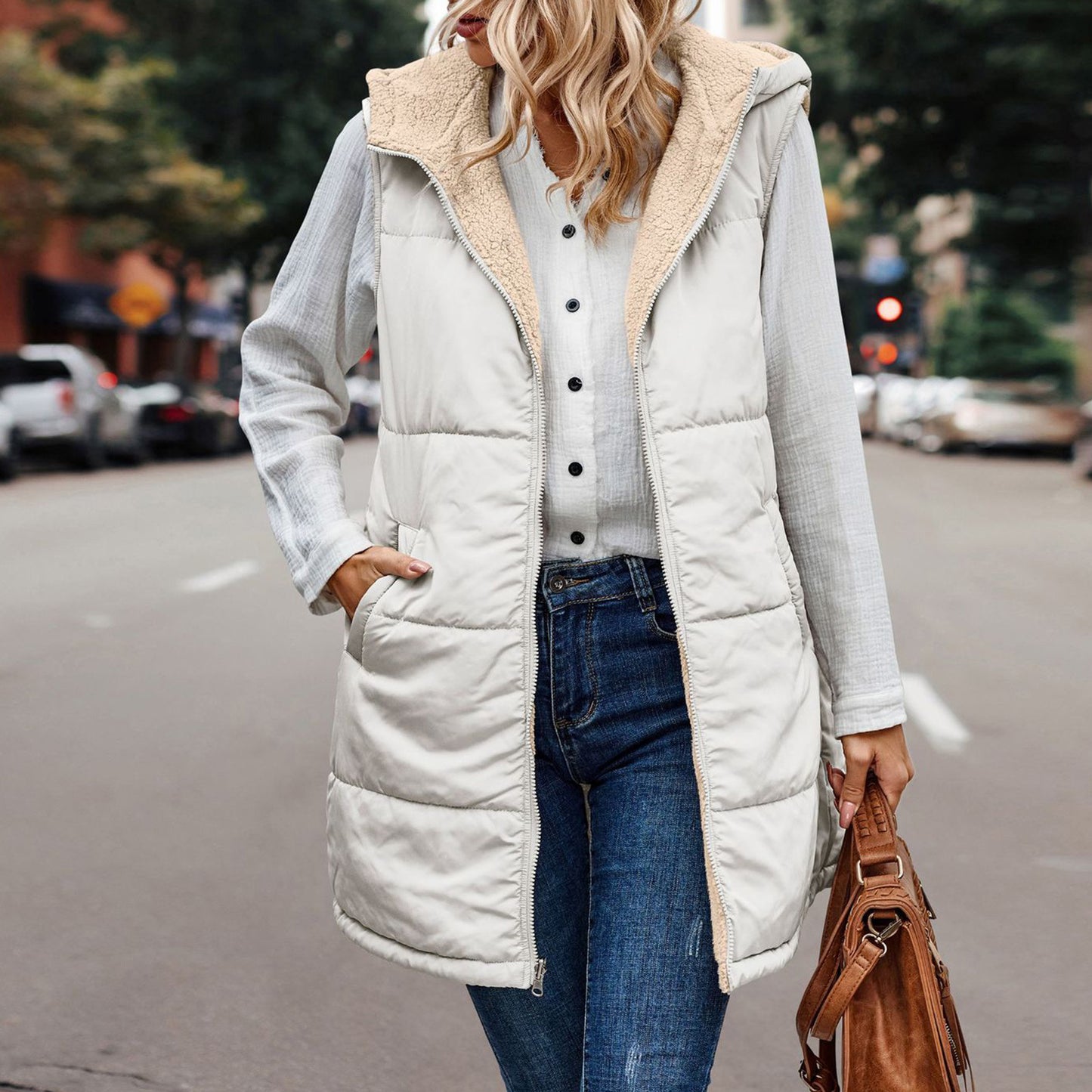 Hooded Reversible Vest Jacket