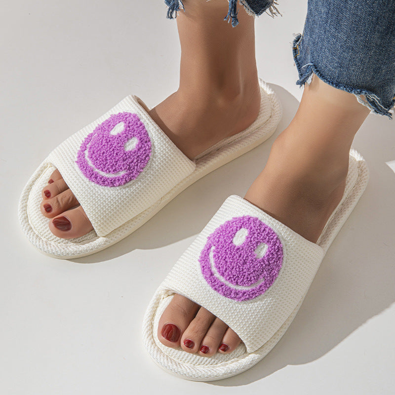 Happy Face Open Toe Winter Slippers
