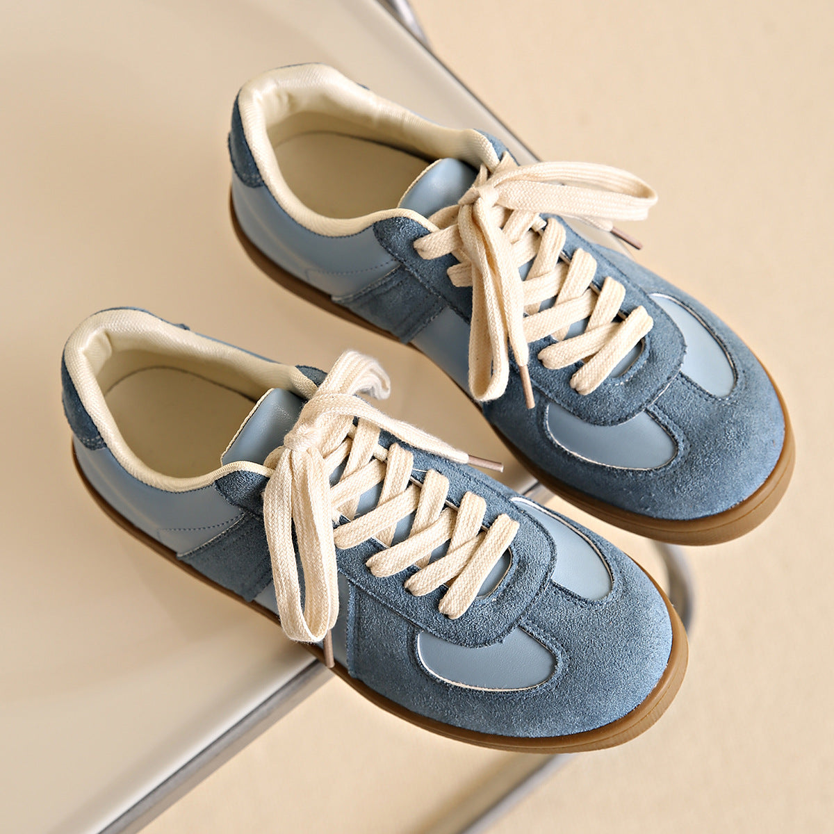 Patched Lace-up Sneakers