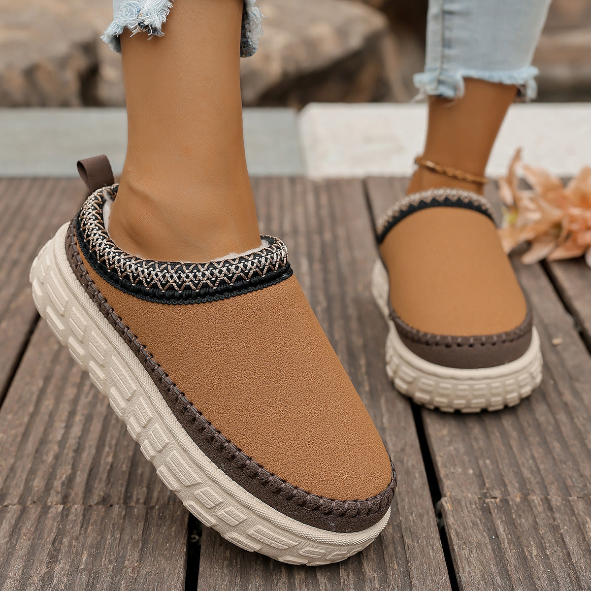 Lace-up Snow Boots Warm Boots Pattern Low-top Warm Shoes
