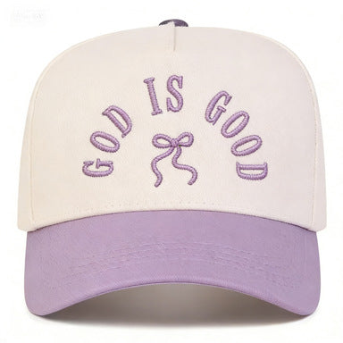 GOD IS GOOD Embroidered Bow Color Block Baseball Cap