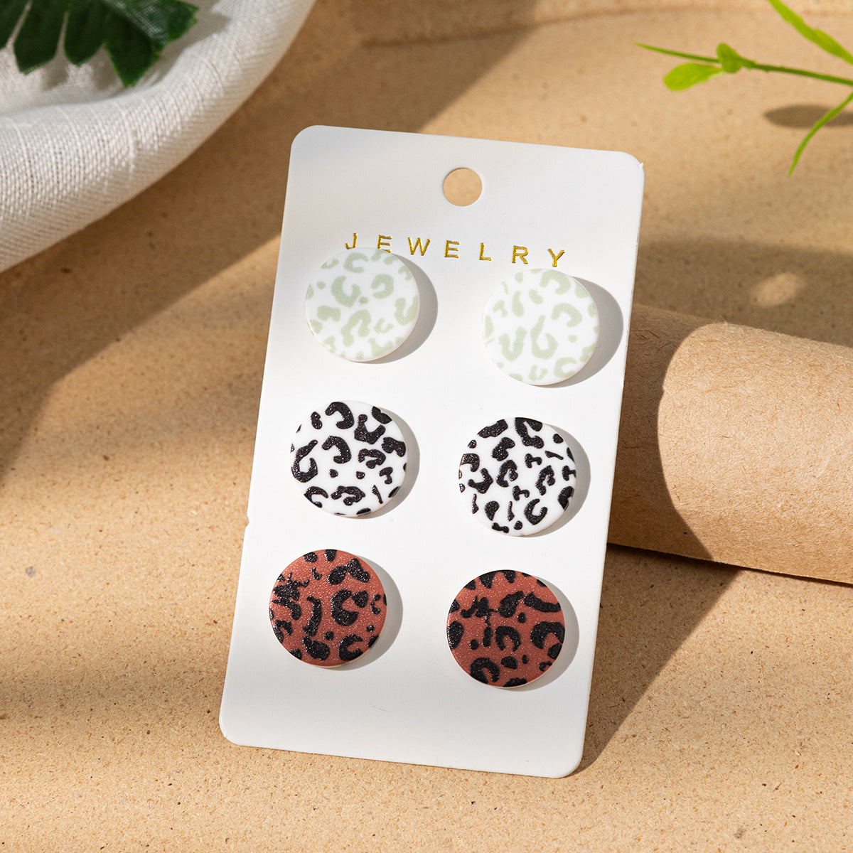 Leopard print acrylic earrings heart earring set(moq3)