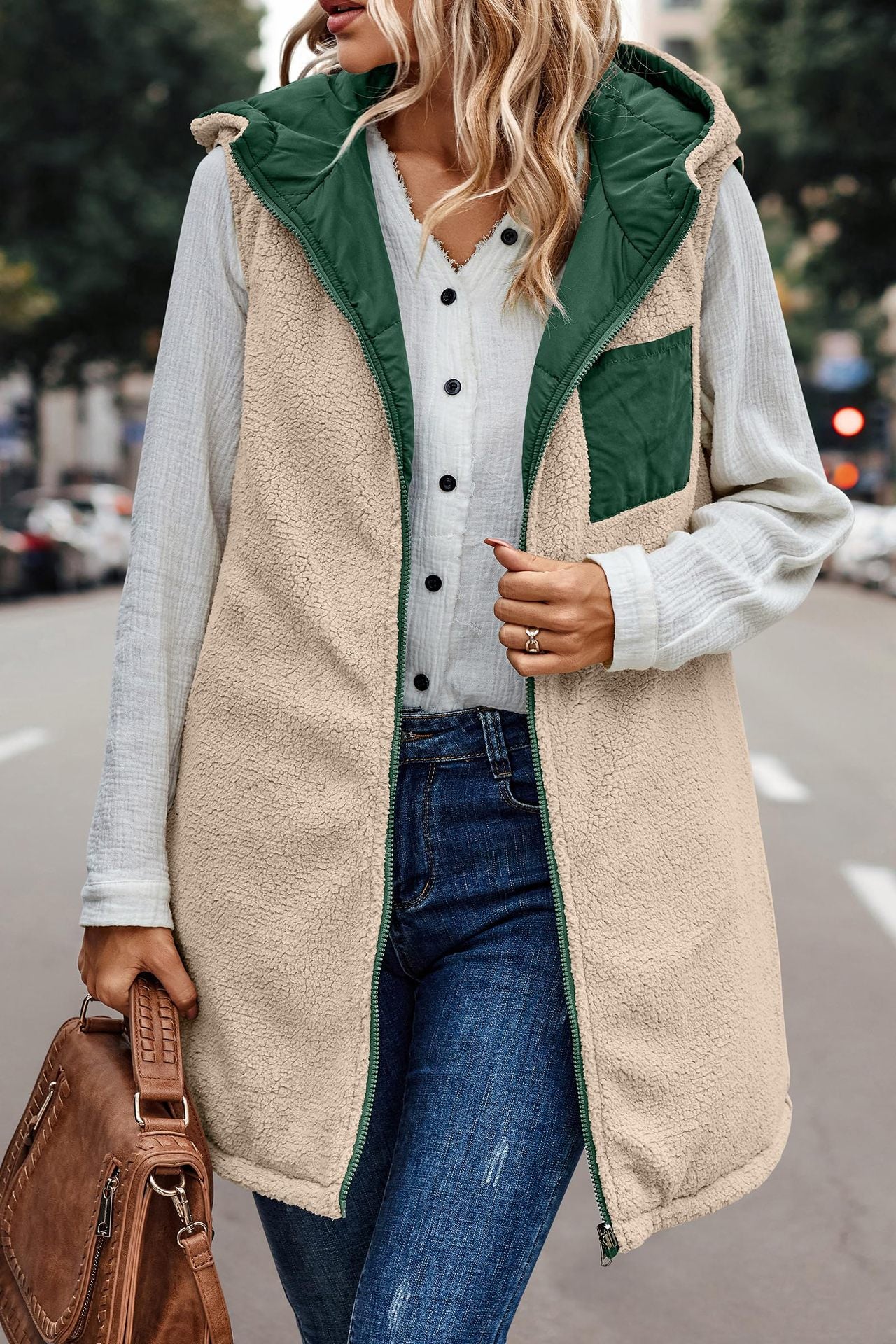 Hooded Reversible Vest Jacket