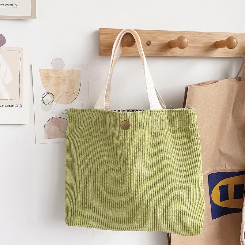 Simple style corduroy women's canvas handbag with name