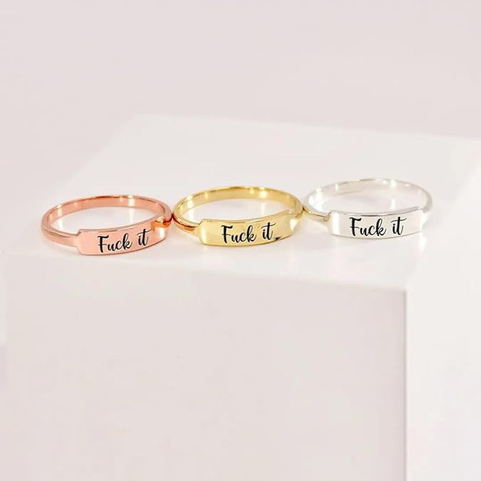 Silver English engraved square ring ring for friends as a gift