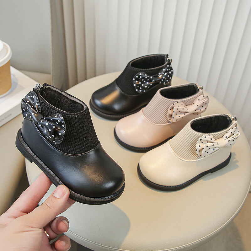 Children's Leather Boots with Soft Cotton Soles
