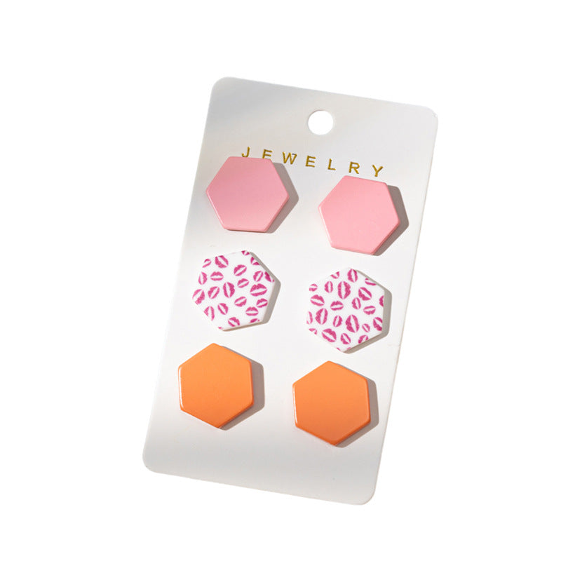 Leopard print acrylic earrings heart earring set(moq3)