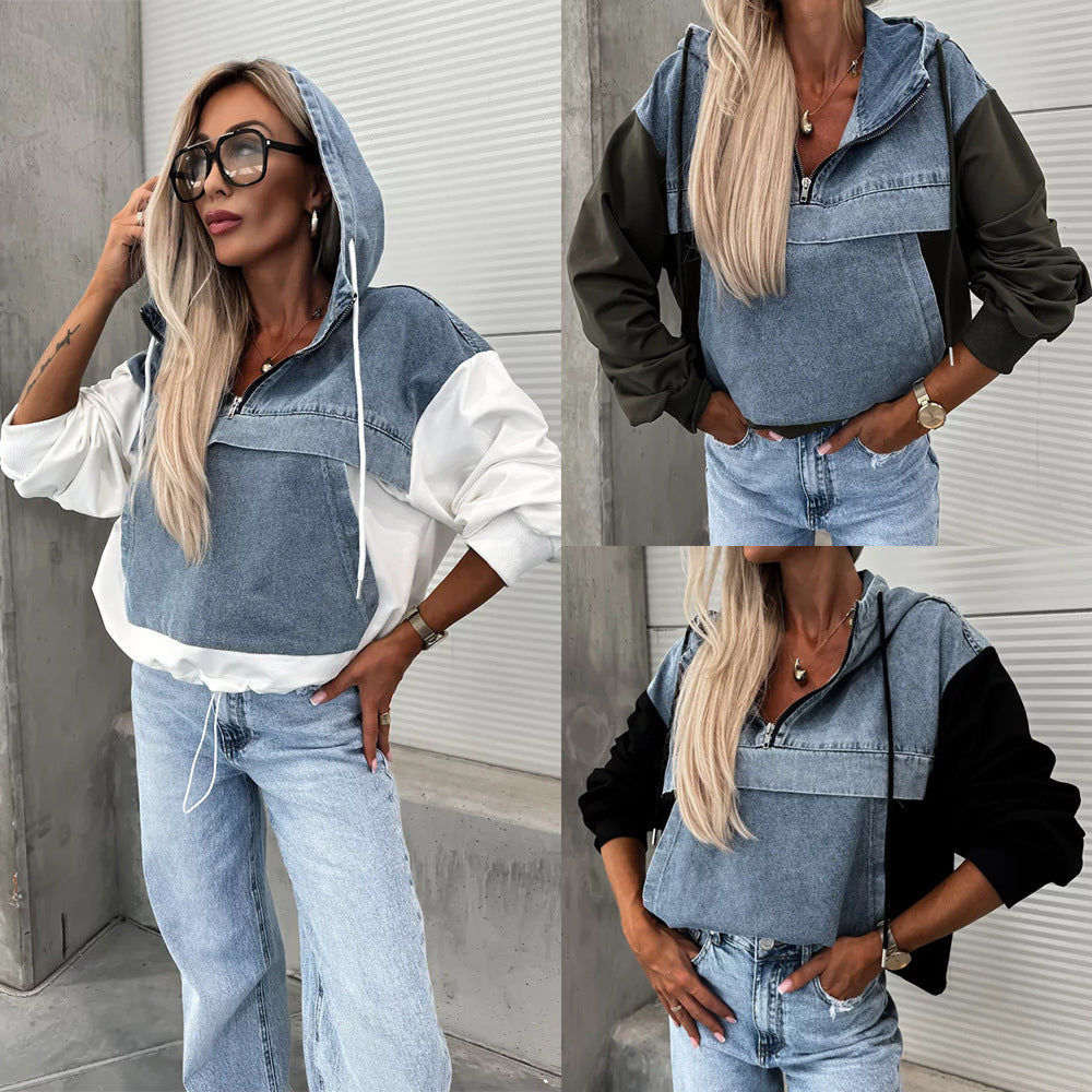 Cowboy Patchwork Hoodie for Women