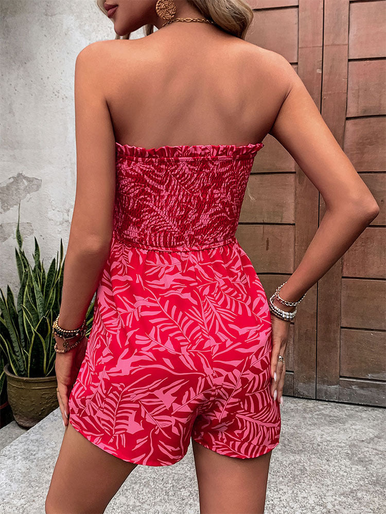 Printed Strapless Romper