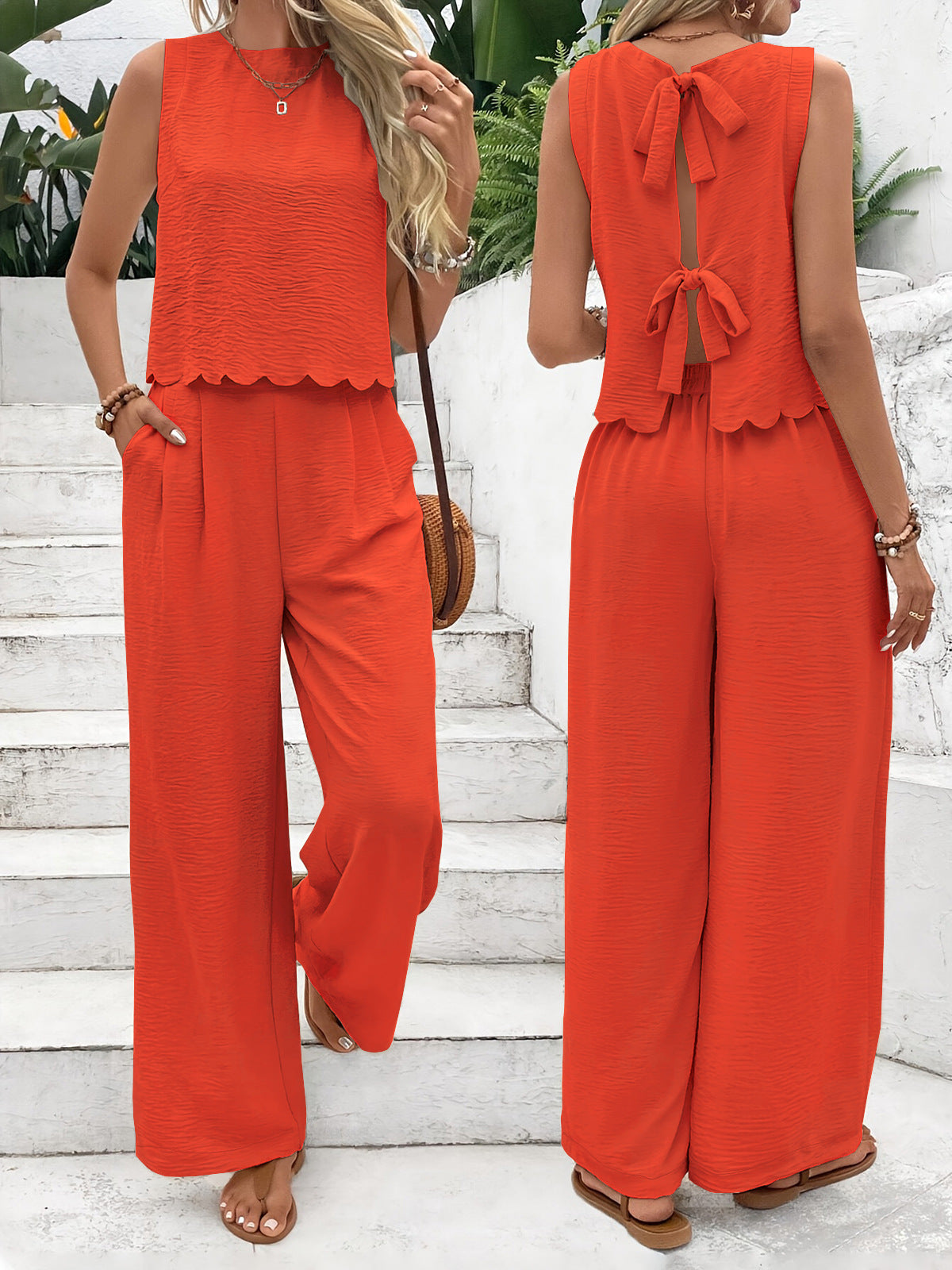 Bamboo Silk Vest And Long Pants Set