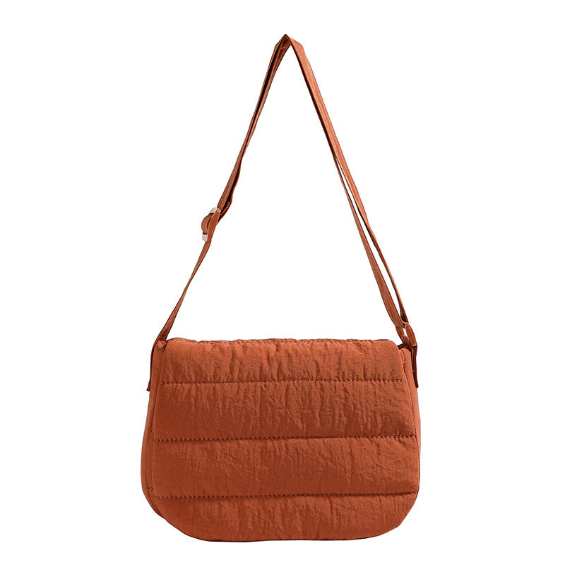 Solid Minimalist Foldover Puffer Crossbody Bag