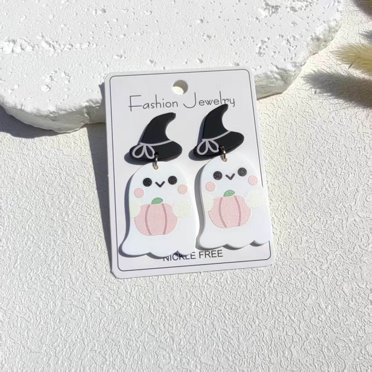 Halloween Wizard Hat Ghost Cute Acrylic Earrings