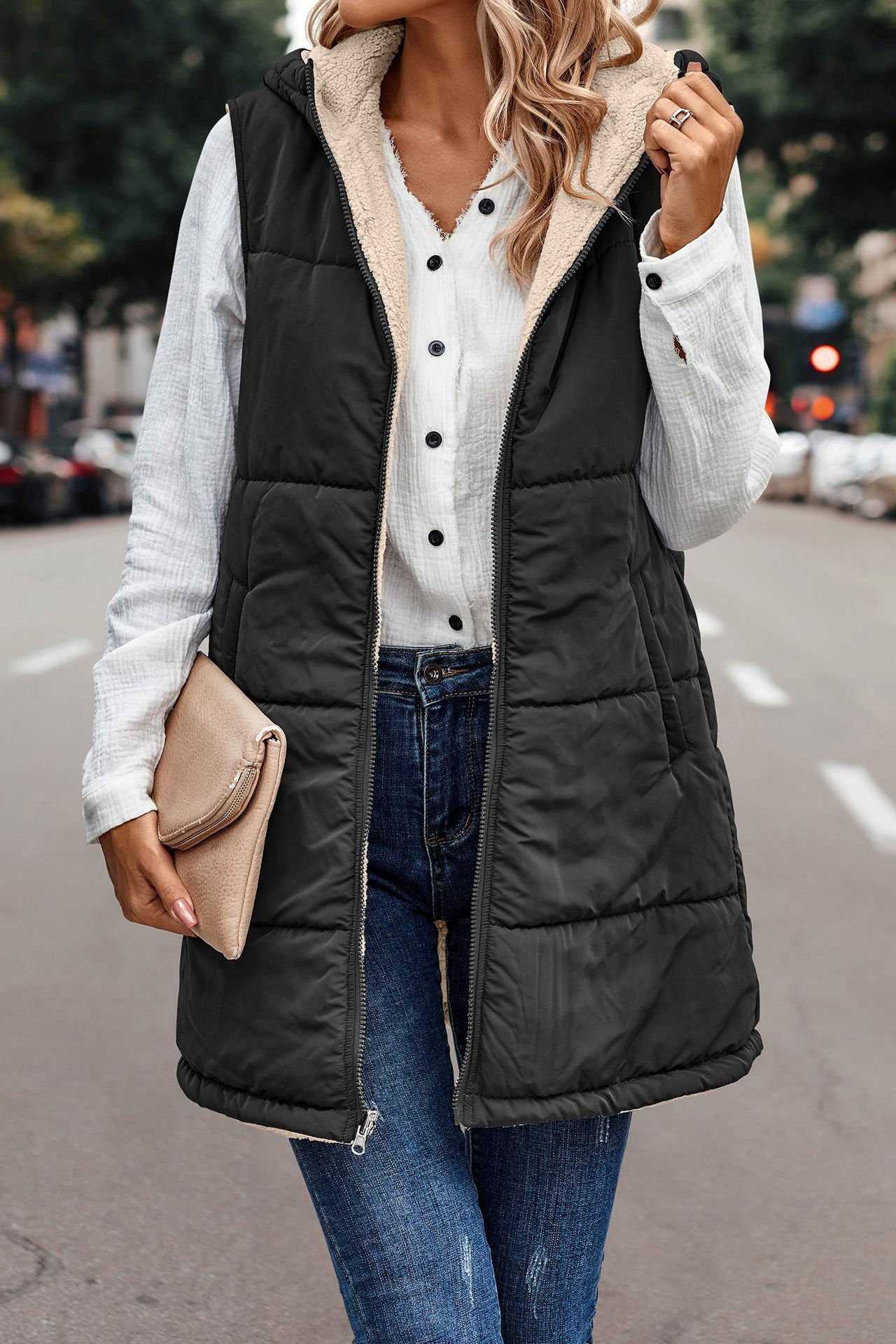 Hooded Reversible Vest Jacket