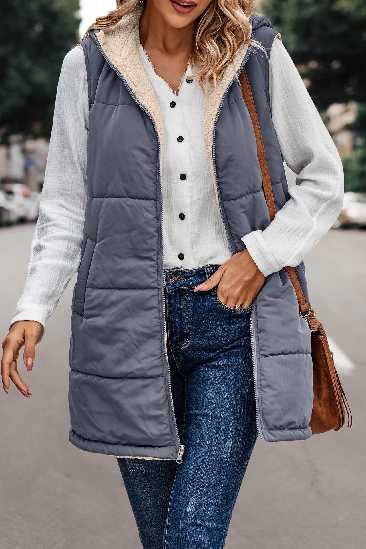 Hooded Reversible Vest Jacket