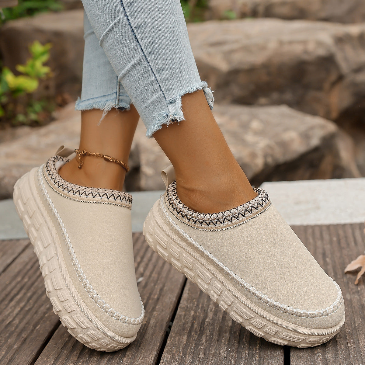 Lace-up Snow Boots Warm Boots Pattern Low-top Warm Shoes