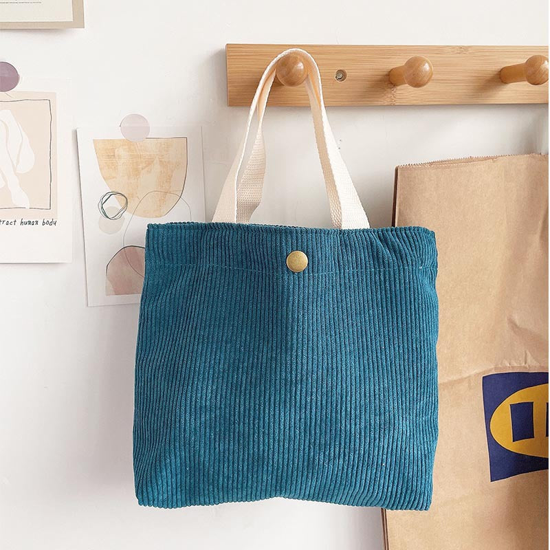 Simple style corduroy women's canvas handbag with name