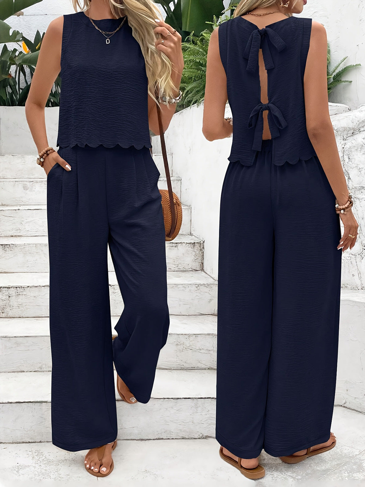 Bamboo Silk Vest And Long Pants Set