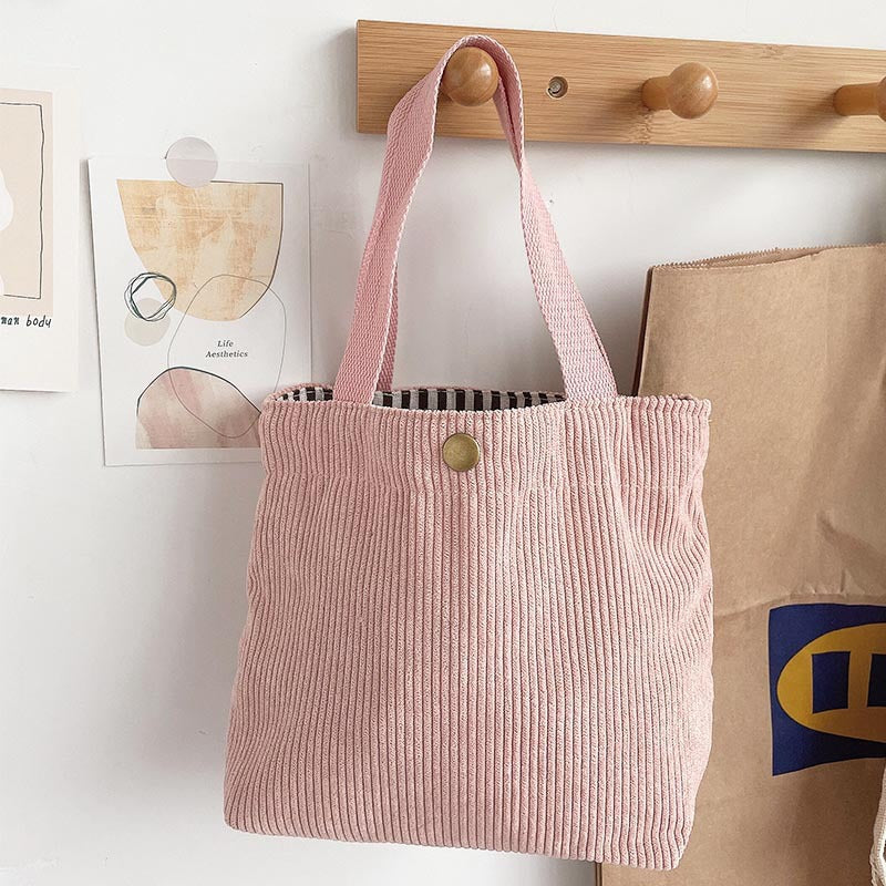 Simple style corduroy women's canvas handbag with name