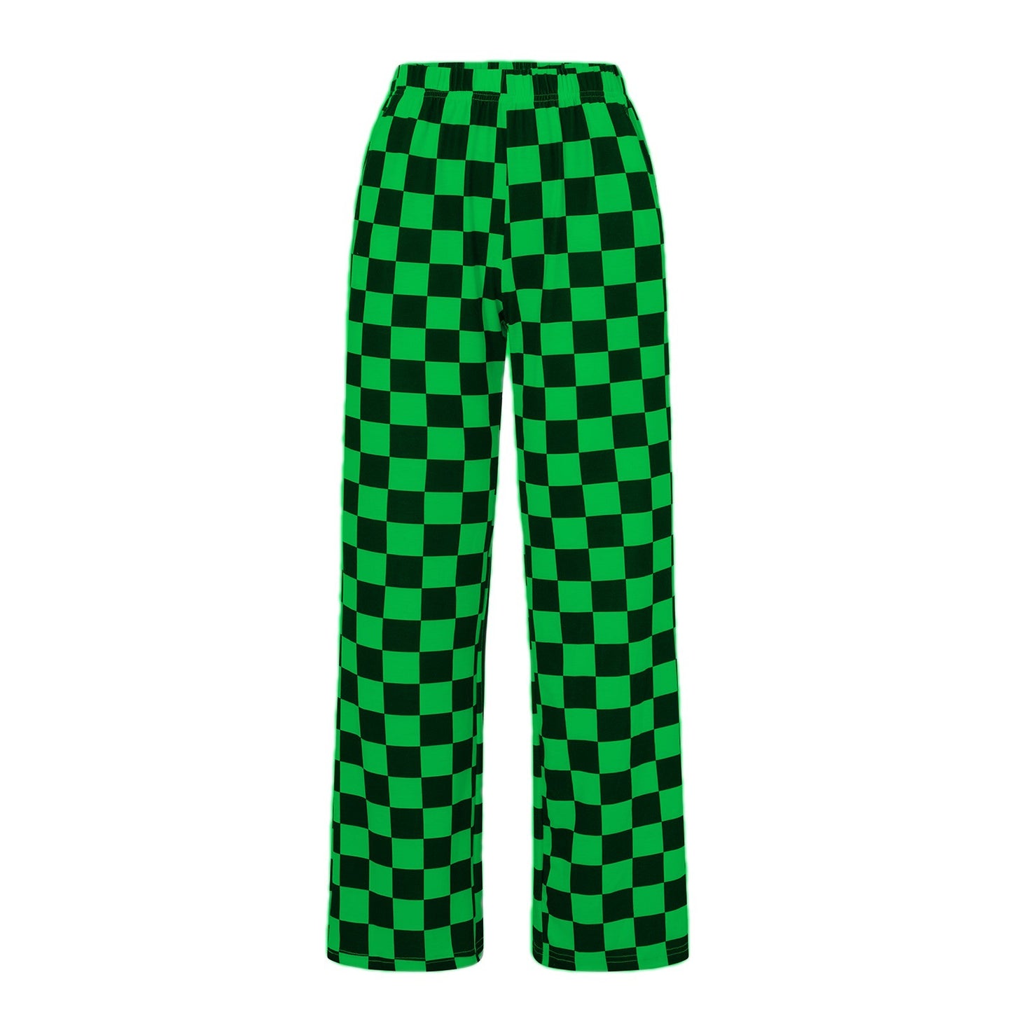 Checkerboard Print Casual Pants
