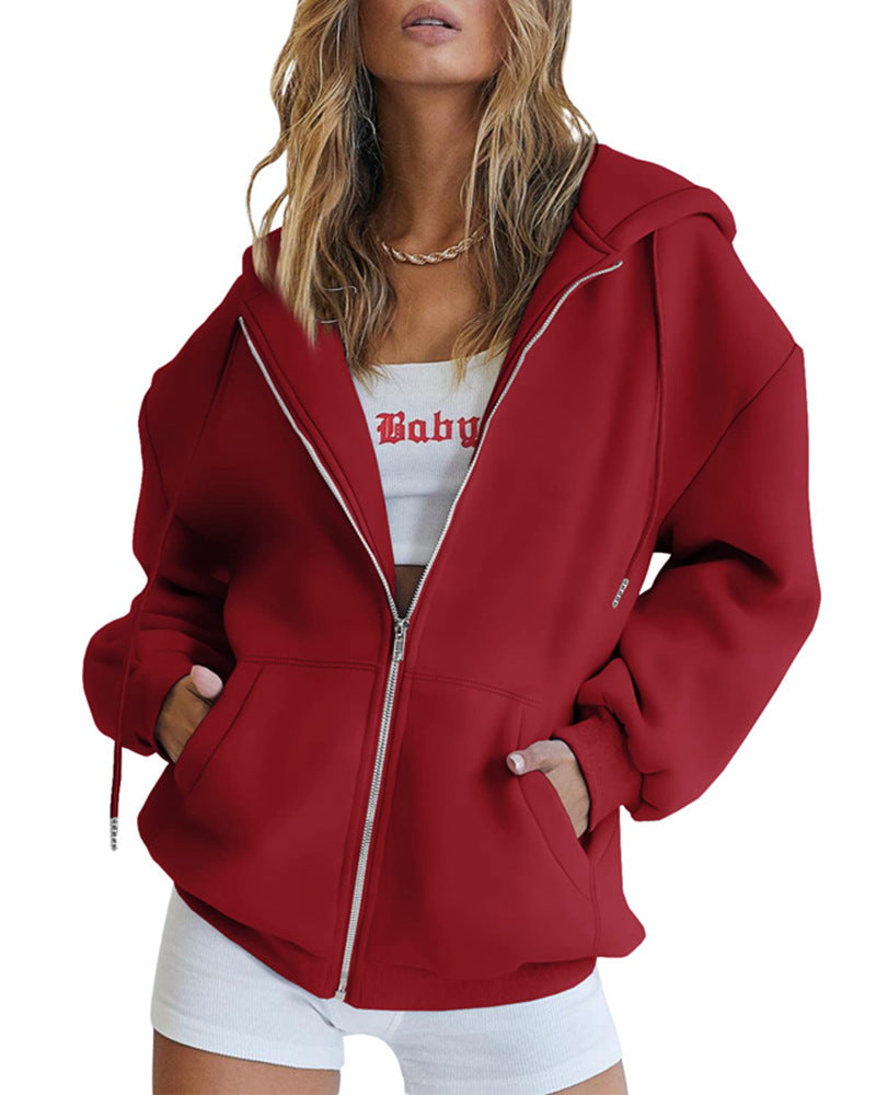 Women's Girls Jacket Sweatshirt Casual Drawstring Clothes