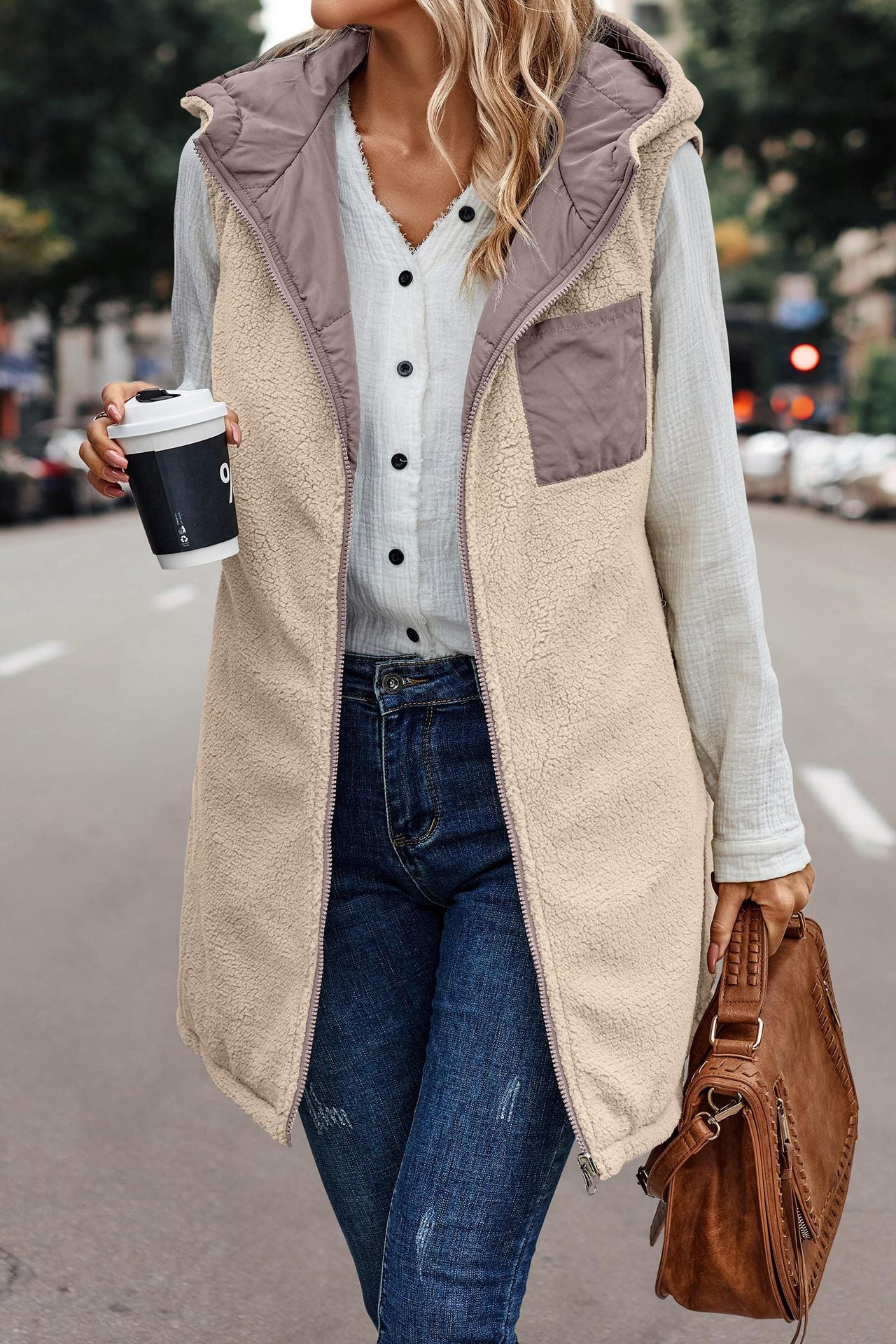 Hooded Reversible Vest Jacket