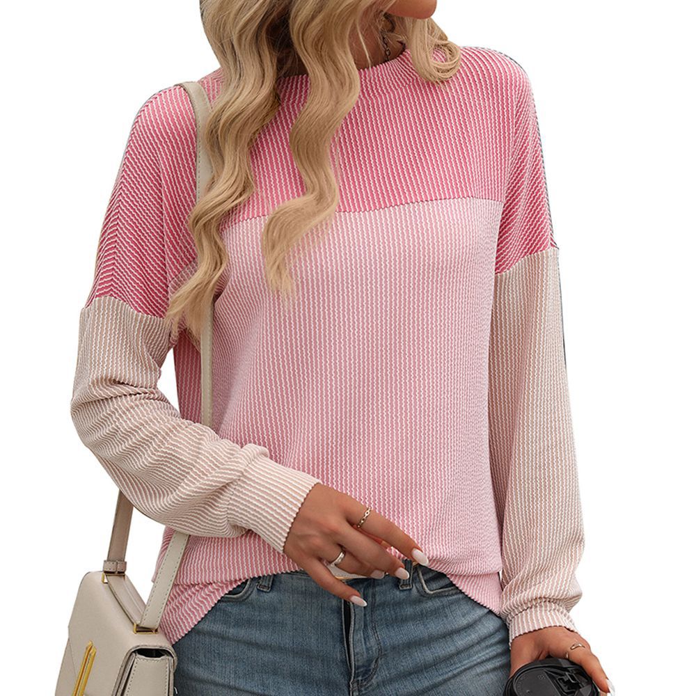 New Round Neck Color Matching Long Sleeves