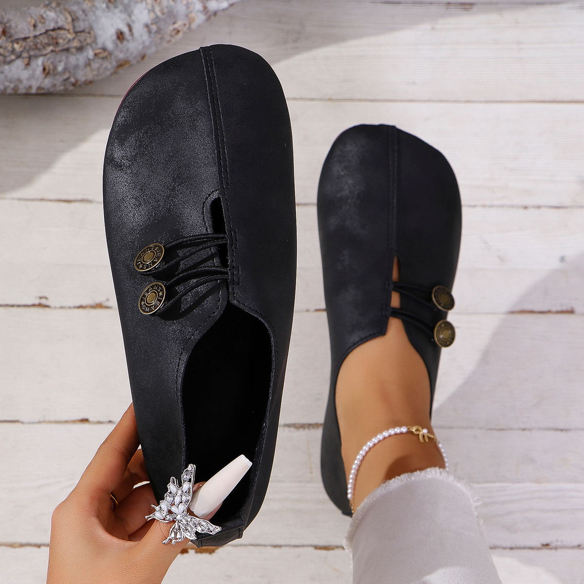 Women's round toe slip-on shoes (large size)