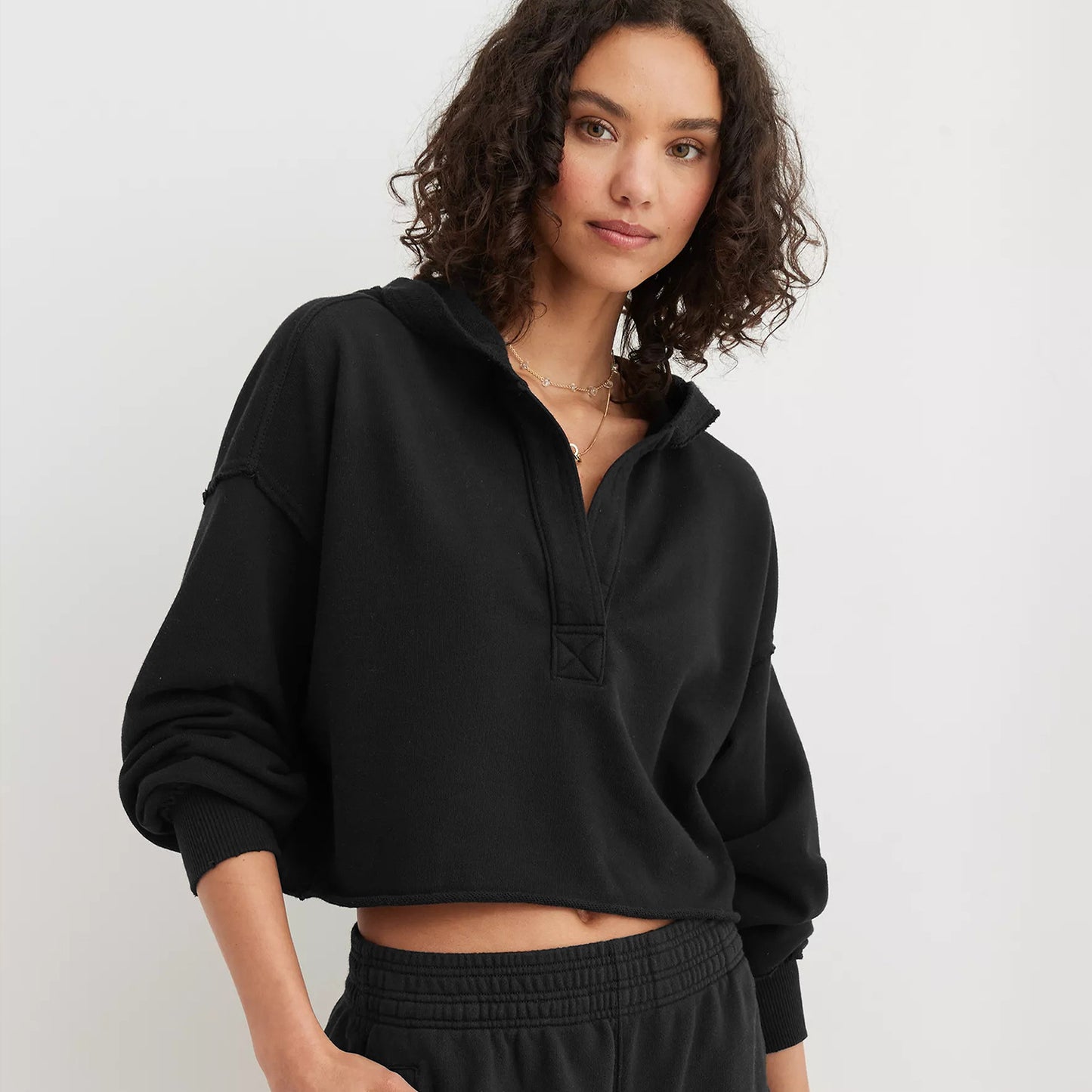 V-neck Pullover Long-sleeved Shirt