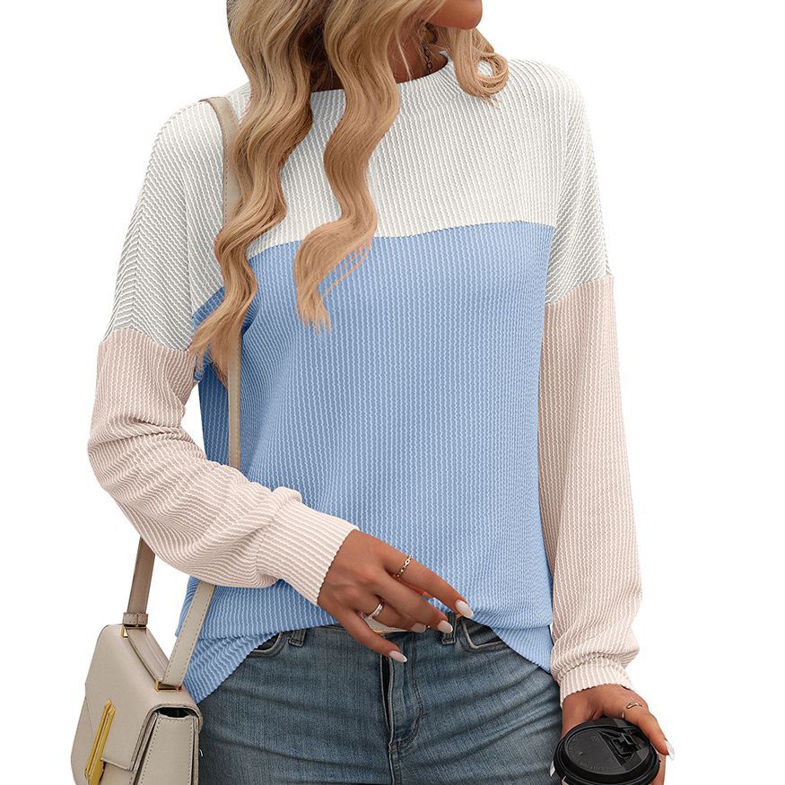 New Round Neck Color Matching Long Sleeves