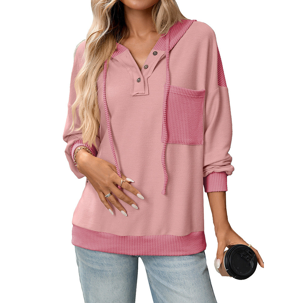 Contrast Color Twisted Strip Hoodie