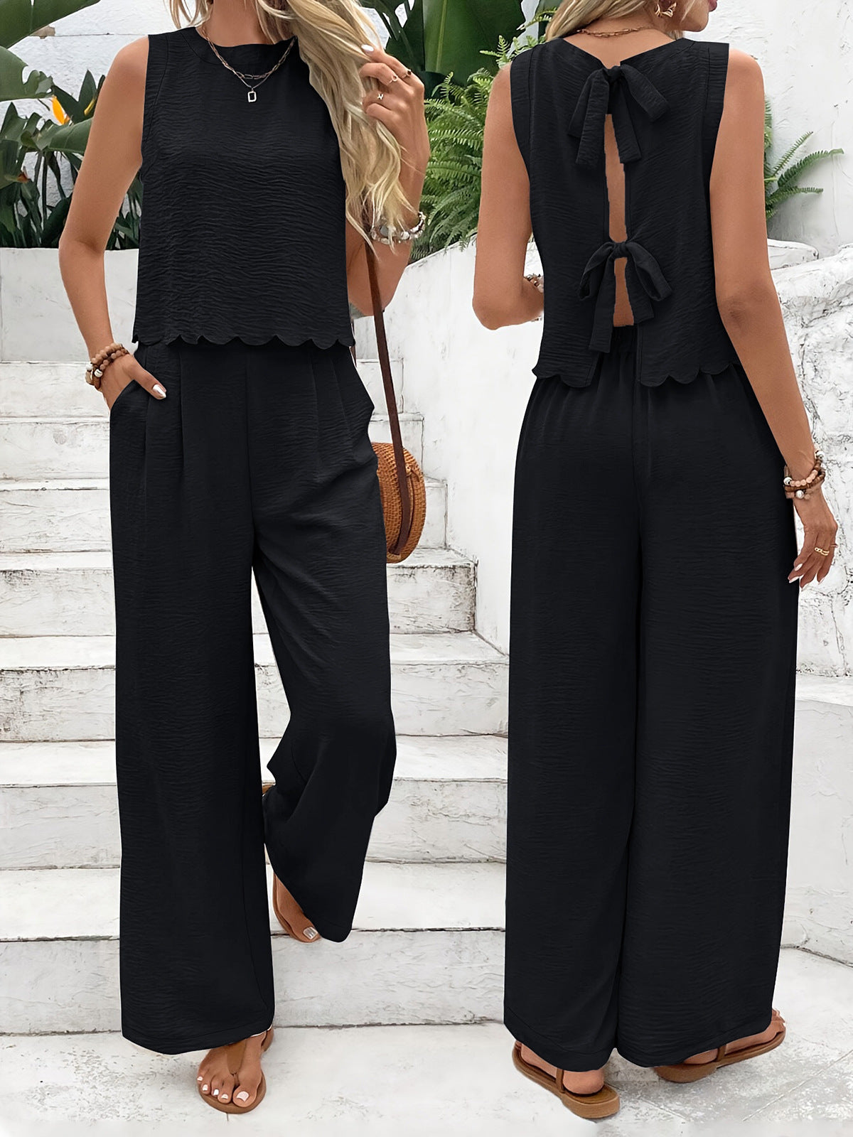 Bamboo Silk Vest And Long Pants Set
