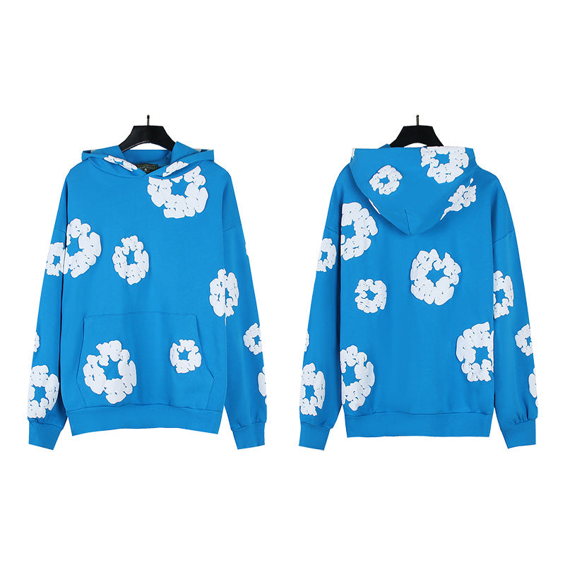 Foaming Printed Loose Hoodie