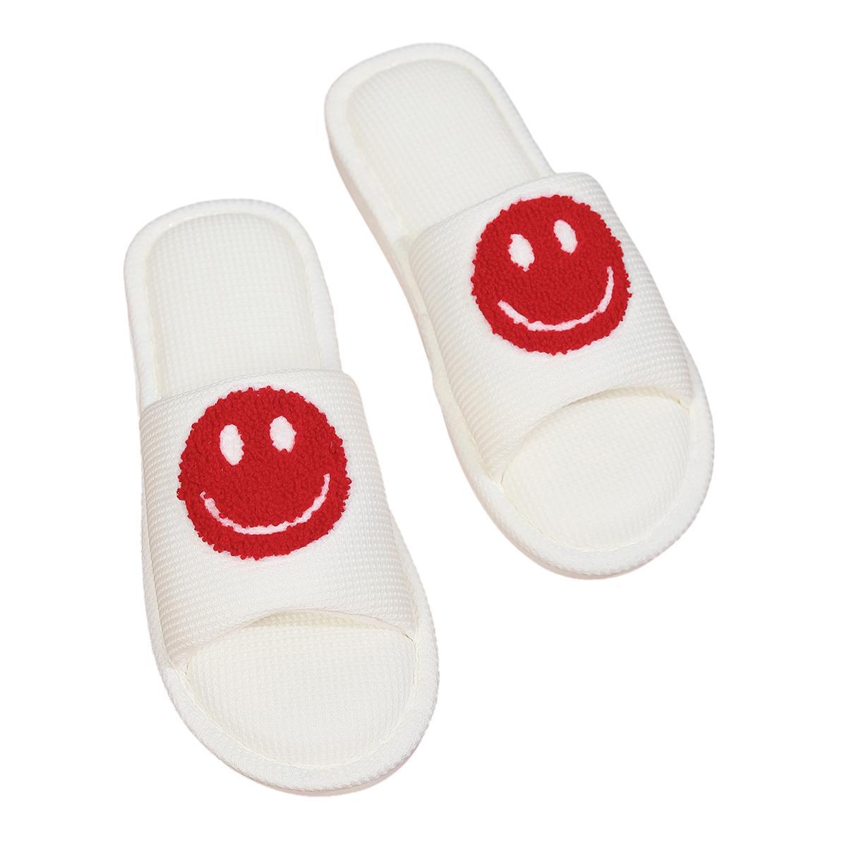 Happy Face Open Toe Winter Slippers