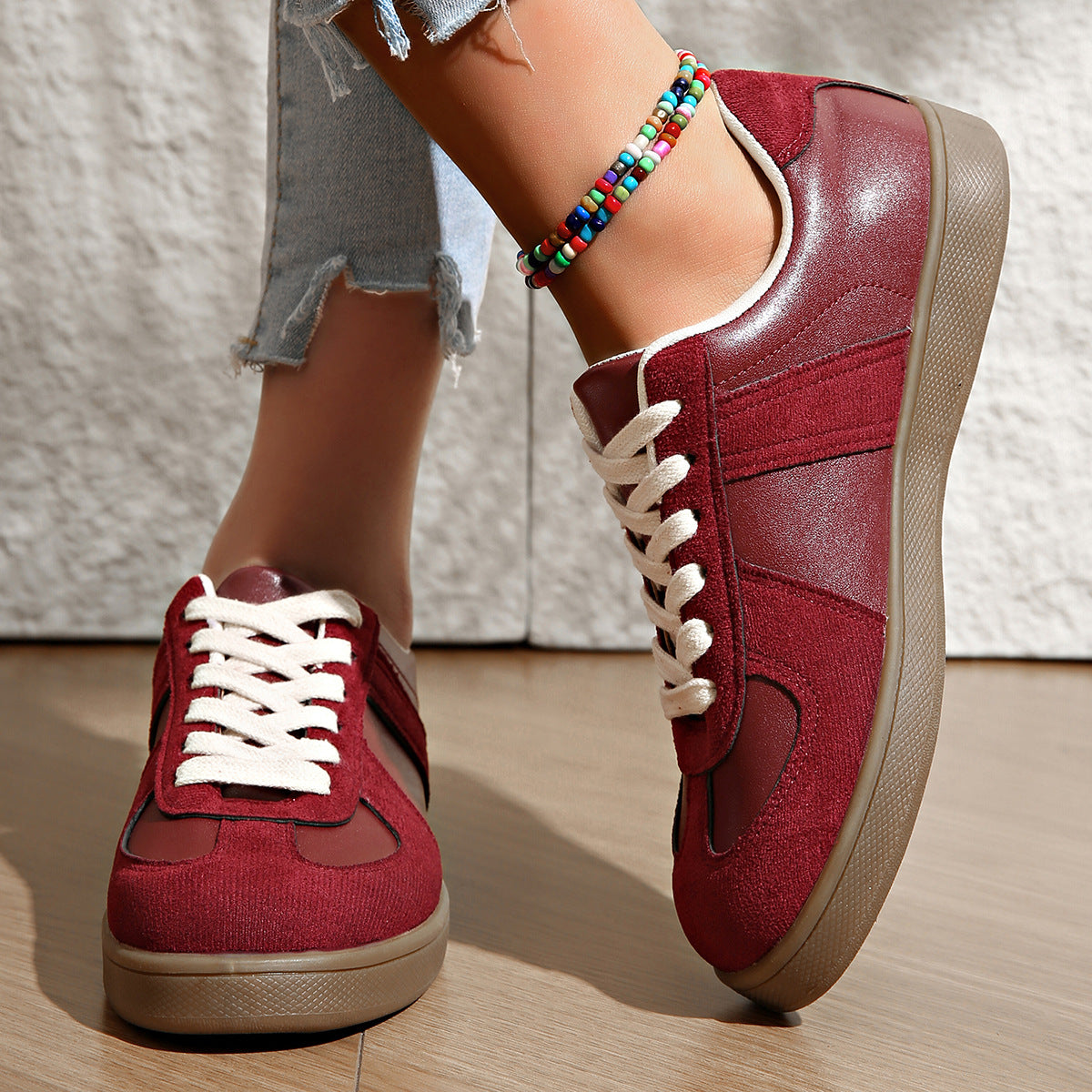 Patched Lace-up Sneakers
