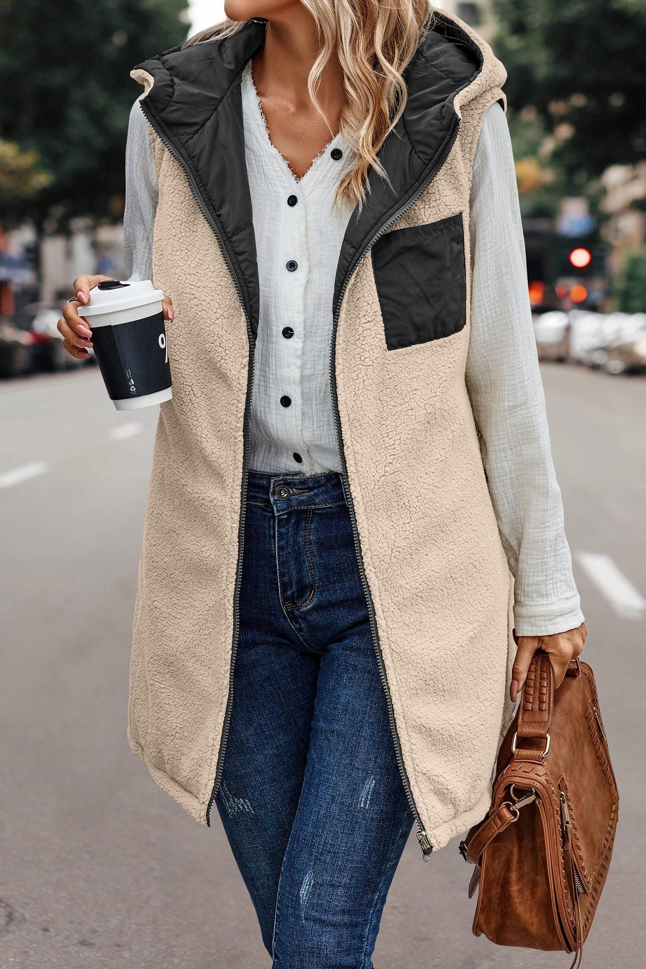 Hooded Reversible Vest Jacket