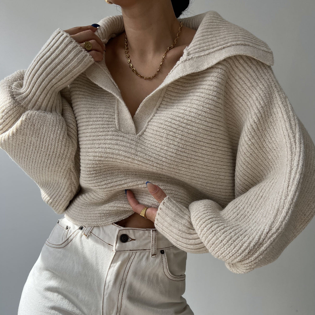 V-neck Knitted Sweater