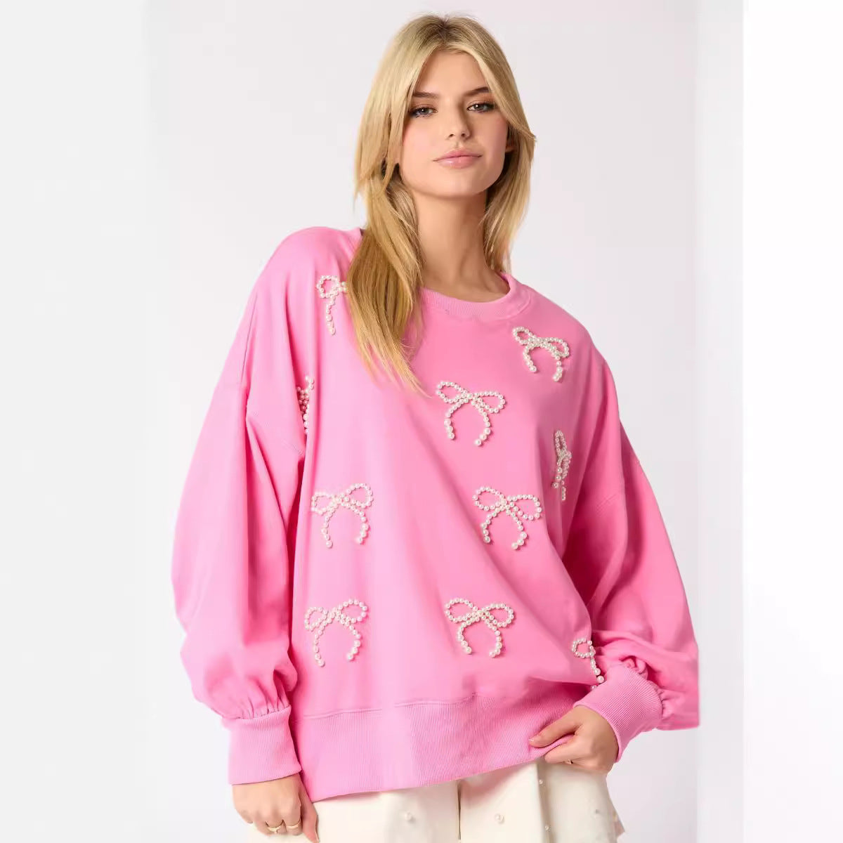 Pearl Bow-tie Casual Hoodie