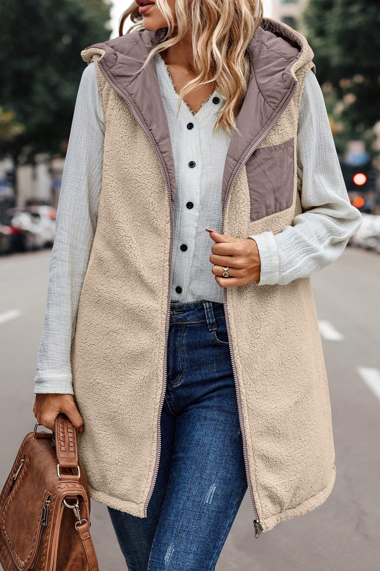 Hooded Reversible Vest Jacket